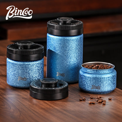 Bincoo Coffee Bean Sealed Jar Vacuum Coffee Powder Storage Tank Stainless Steel Coffee Can 0.4/0.6/1.2L