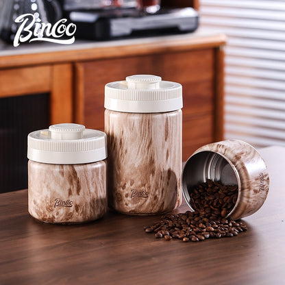 Bincoo Coffee Bean Sealed Jar Vacuum Coffee Powder Storage Tank Stainless Steel Coffee Can 0.4/0.6/1.2L