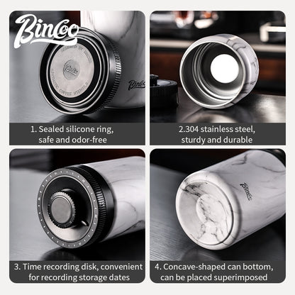 Bincoo Coffee Bean Sealed Jar Vacuum Coffee Powder Storage Tank Stainless Steel Coffee Can 0.4/0.6/1.2L