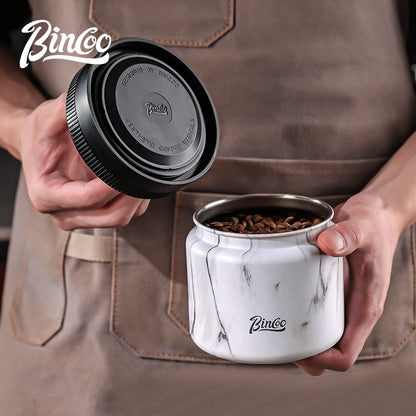 Bincoo Coffee Bean Sealed Jar Vacuum Coffee Powder Storage Tank Stainless Steel Coffee Can 0.4/0.6/1.2L