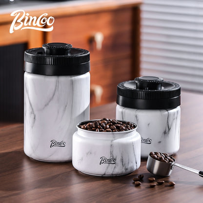 Bincoo Coffee Bean Sealed Jar Vacuum Coffee Powder Storage Tank Stainless Steel Coffee Can 0.4/0.6/1.2L