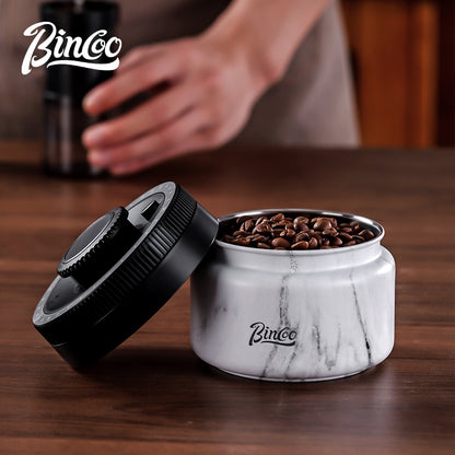 Bincoo Coffee Bean Sealed Jar Vacuum Coffee Powder Storage Tank Stainless Steel Coffee Can 0.4/0.6/1.2L