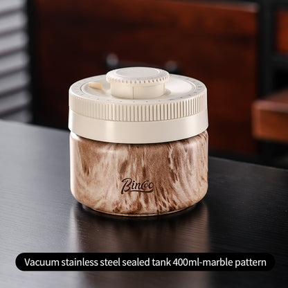 Bincoo Coffee Bean Sealed Jar Vacuum Coffee Powder Storage Tank Stainless Steel Coffee Can 0.4/0.6/1.2L