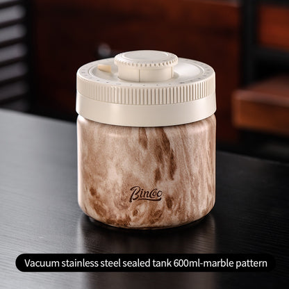 Bincoo Coffee Bean Sealed Jar Vacuum Coffee Powder Storage Tank Stainless Steel Coffee Can 0.4/0.6/1.2L