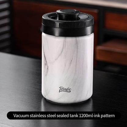 Bincoo Coffee Bean Sealed Jar Vacuum Coffee Powder Storage Tank Stainless Steel Coffee Can 0.4/0.6/1.2L