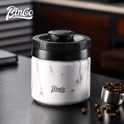 Bincoo Coffee Bean Sealed Jar Vacuum Coffee Powder Storage Tank Stainless Steel Coffee Can 0.4/0.6/1.2L