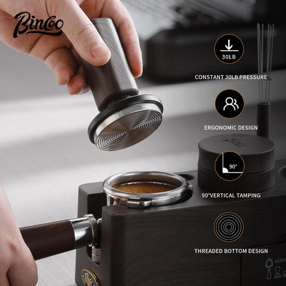 Bincoo Coffee Powder Hammer Elastic Powder Press Coffee Utensils Wood Grain Threaded Bottom 51/58mm