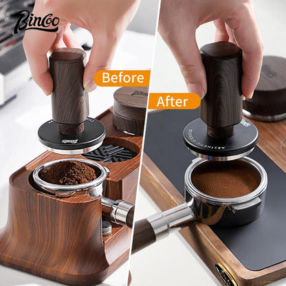 Bincoo Coffee Powder Hammer Elastic Powder Press Coffee Utensils Wood Grain Threaded Bottom 51/58mm