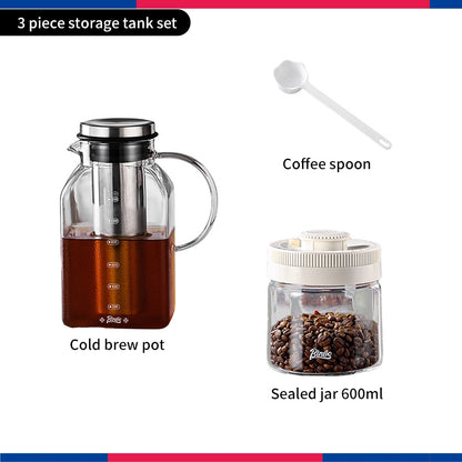 BINCOO Cold Brew Coffee Pot Home Glass Cold Water Kettle Cold Brew Fruit Tea Pot Large Capacity 1200ML
