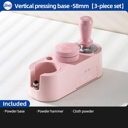 BINCOO Pink Italian Multi-Functional Base Coffee Tamper & Cloth Powder Distributor 3-Piece Set Espresso Machine Handle Hammer Base Set 51MM/58MM