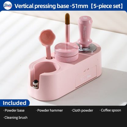 BINCOO Pink Italian Multi-Functional Base Coffee Tamper & Cloth Powder Distributor 3-Piece Set Espresso Machine Handle Hammer Base Set 51MM/58MM