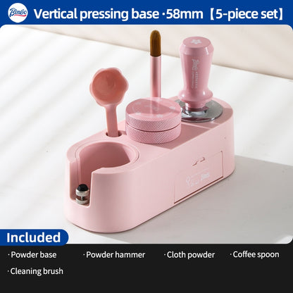 BINCOO Pink Italian Multi-Functional Base Coffee Tamper & Cloth Powder Distributor 3-Piece Set Espresso Machine Handle Hammer Base Set 51MM/58MM