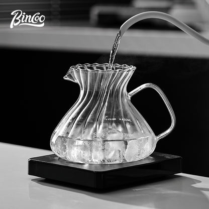 BINCOO Hand Brewing Coffee Pot Set V60 Glass Filter Cup with Glass Sharing Pot Set 450ML/550ML