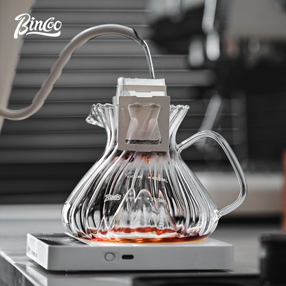 BINCOO Hand Brewing Coffee Pot Set V60 Glass Filter Cup with Glass Sharing Pot Set 450ML/550ML