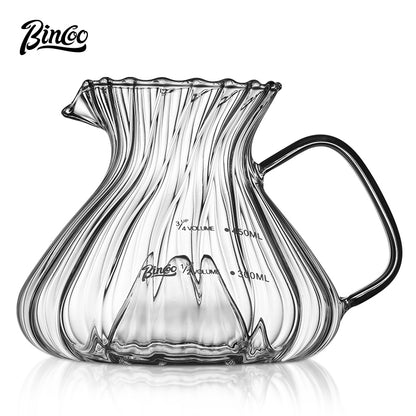 BINCOO Hand Brewing Coffee Pot Set V60 Glass Filter Cup with Glass Sharing Pot Set 450ML/550ML
