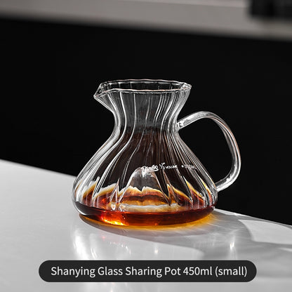 BINCOO Hand Brewing Coffee Pot Set V60 Glass Filter Cup with Glass Sharing Pot Set 450ML/550ML