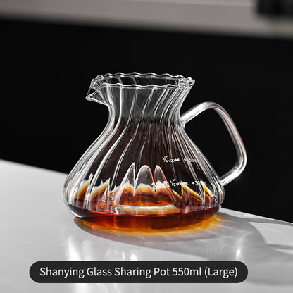 BINCOO Hand Brewing Coffee Pot Set V60 Glass Filter Cup with Glass Sharing Pot Set 450ML/550ML
