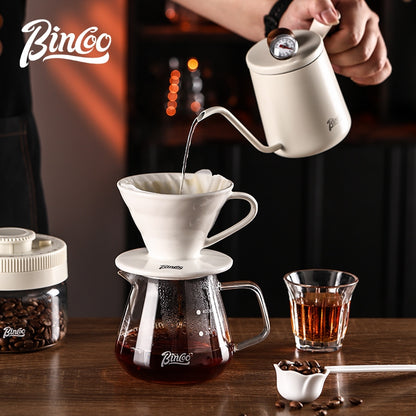 BINCOO Hand Brewing Coffee Set Ceramic V60 Dripper Glass Pour-Over Pot Manual Coffee Grinder Coffee Brewing Equipment Set