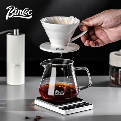 BINCOO Hand Brewing Coffee Set Ceramic V60 Dripper Glass Pour-Over Pot Manual Coffee Grinder Coffee Brewing Equipment Set