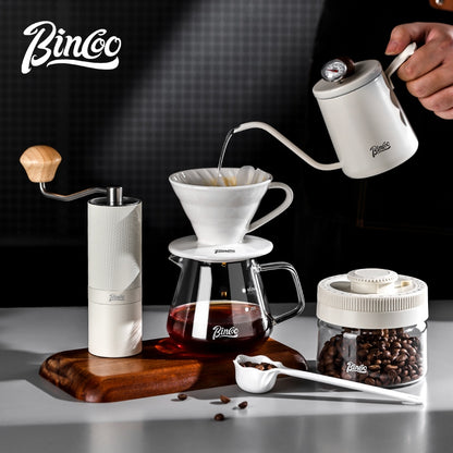 BINCOO Hand Brewing Coffee Set Ceramic V60 Dripper Glass Pour-Over Pot Manual Coffee Grinder Coffee Brewing Equipment Set