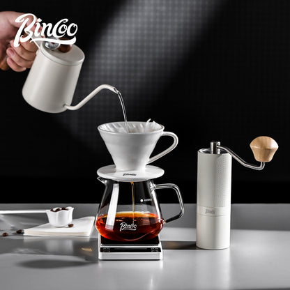 BINCOO Hand Brewing Coffee Set Ceramic V60 Dripper Glass Pour-Over Pot Manual Coffee Grinder Coffee Brewing Equipment Set