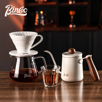 BINCOO Hand Brewing Coffee Set Ceramic V60 Dripper Glass Pour-Over Pot Manual Coffee Grinder Coffee Brewing Equipment Set
