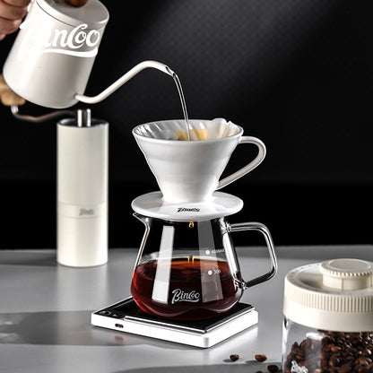 BINCOO Hand Brewing Coffee Set Ceramic V60 Dripper Glass Pour-Over Pot Manual Coffee Grinder Coffee Brewing Equipment Set