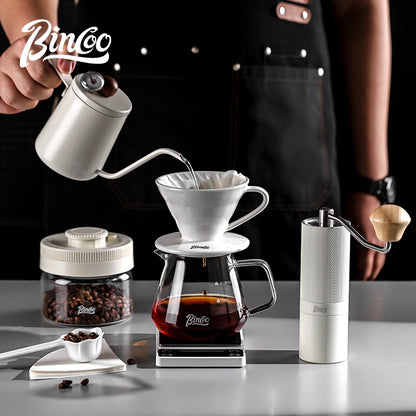 BINCOO Hand Brewing Coffee Set Ceramic V60 Dripper Glass Pour-Over Pot Manual Coffee Grinder Coffee Brewing Equipment Set