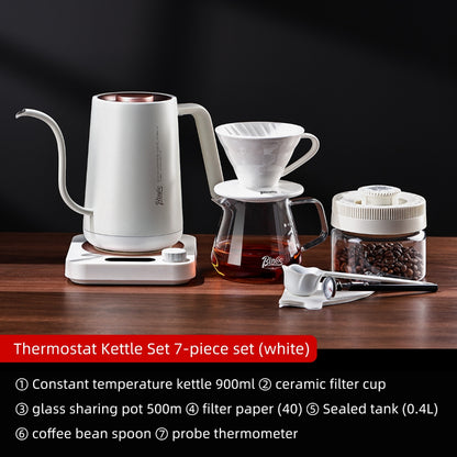 BINCOO Hand Brewing Coffee Set Ceramic V60 Dripper Glass Pour-Over Pot Manual Coffee Grinder Coffee Brewing Equipment Set
