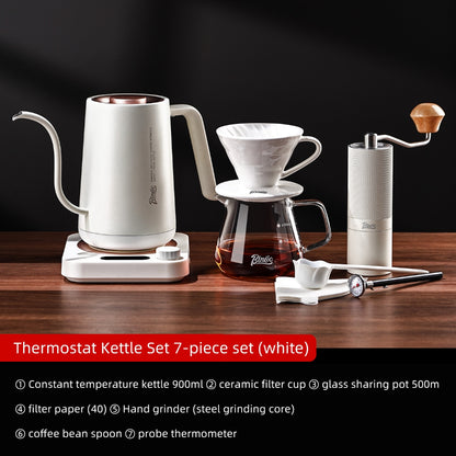BINCOO Hand Brewing Coffee Set Ceramic V60 Dripper Glass Pour-Over Pot Manual Coffee Grinder Coffee Brewing Equipment Set