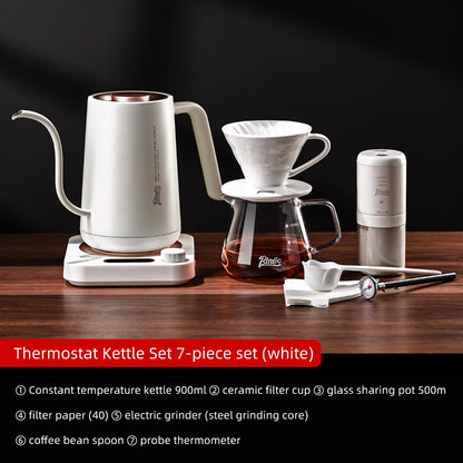 BINCOO Hand Brewing Coffee Set Ceramic V60 Dripper Glass Pour-Over Pot Manual Coffee Grinder Coffee Brewing Equipment Set