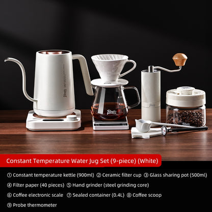 BINCOO Hand Brewing Coffee Set Ceramic V60 Dripper Glass Pour-Over Pot Manual Coffee Grinder Coffee Brewing Equipment Set