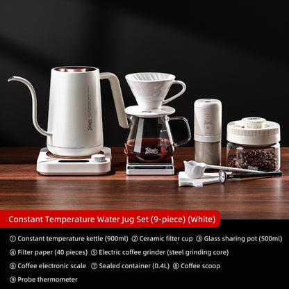 BINCOO Hand Brewing Coffee Set Ceramic V60 Dripper Glass Pour-Over Pot Manual Coffee Grinder Coffee Brewing Equipment Set