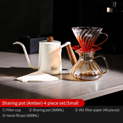 BINCOO Hand Brewing Coffee Maker Set Home Manual Coffee Grinder Pour-Over Coffee Maker with Thermometer Set