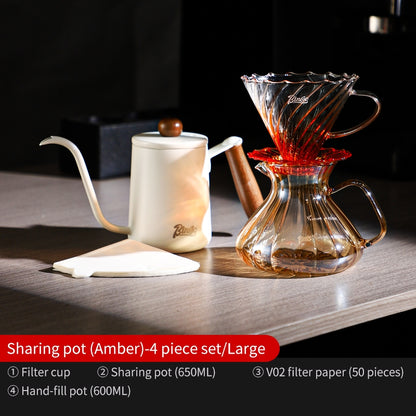 BINCOO Hand Brewing Coffee Maker Set Home Manual Coffee Grinder Pour-Over Coffee Maker with Thermometer Set