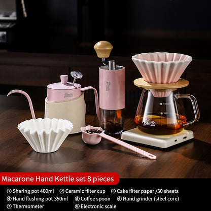 BINCOO Pink Pour-Over Coffee Set Glass Sharing Pot Set with Ceramic Filter Cup and Coffee Grinder Coffee Equipment Set