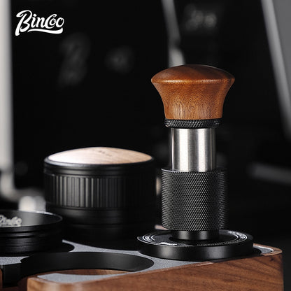 BINCOO Coffee Walnut Powder Press Base Five-Paddle Powder Applicator Constant-Force Powder Hammer Set 51MM/58MM Universal