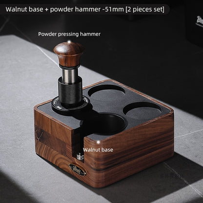 BINCOO Coffee Walnut Powder Press Base Five-Paddle Powder Applicator Constant-Force Powder Hammer Set 51MM/58MM Universal