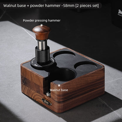BINCOO Coffee Walnut Powder Press Base Five-Paddle Powder Applicator Constant-Force Powder Hammer Set 51MM/58MM Universal
