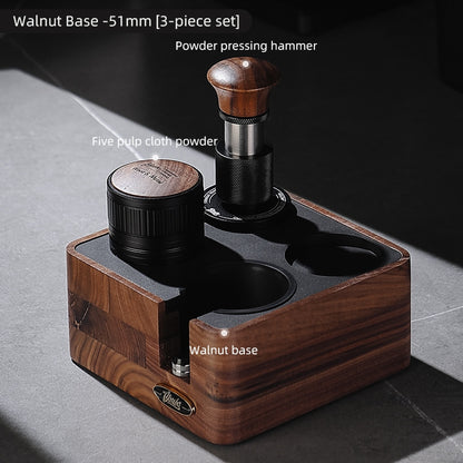 BINCOO Coffee Walnut Powder Press Base Five-Paddle Powder Applicator Constant-Force Powder Hammer Set 51MM/58MM Universal