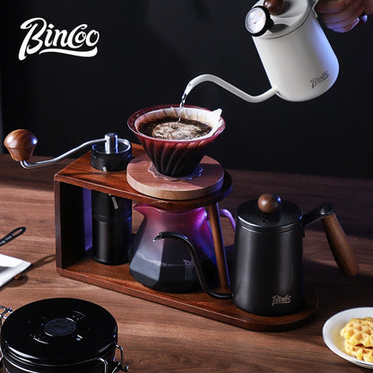 BINCOO Hand Brewing Solid Wood Bracket Coffee Set Household Small Pour-Over Coffee Stand Set with Manual Grinder