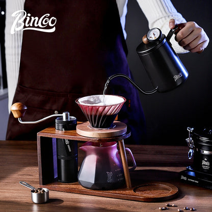 BINCOO Hand Brewing Solid Wood Bracket Coffee Set Household Small Pour-Over Coffee Stand Set with Manual Grinder