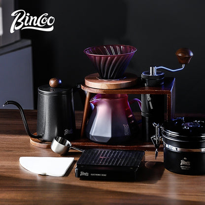 BINCOO Hand Brewing Solid Wood Bracket Coffee Set Household Small Pour-Over Coffee Stand Set with Manual Grinder