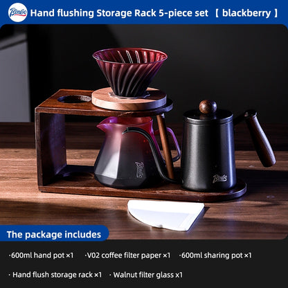 BINCOO Hand Brewing Solid Wood Bracket Coffee Set Household Small Pour-Over Coffee Stand Set with Manual Grinder