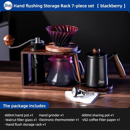 BINCOO Hand Brewing Solid Wood Bracket Coffee Set Household Small Pour-Over Coffee Stand Set with Manual Grinder