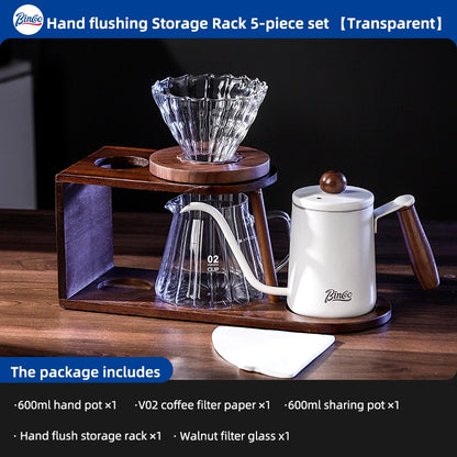 BINCOO Hand Brewing Solid Wood Bracket Coffee Set Household Small Pour-Over Coffee Stand Set with Manual Grinder