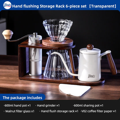 BINCOO Hand Brewing Solid Wood Bracket Coffee Set Household Small Pour-Over Coffee Stand Set with Manual Grinder