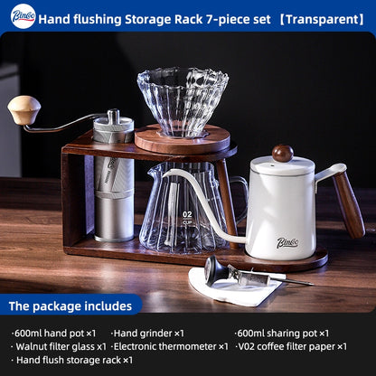 BINCOO Hand Brewing Solid Wood Bracket Coffee Set Household Small Pour-Over Coffee Stand Set with Manual Grinder