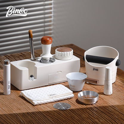 BINCOO Coffee Tamper Base Set Espresso Machine Handle Tamper Base Dose Dispenser Tamper Hammer Set Coffee Equipment Storage Set 51MM/58MM