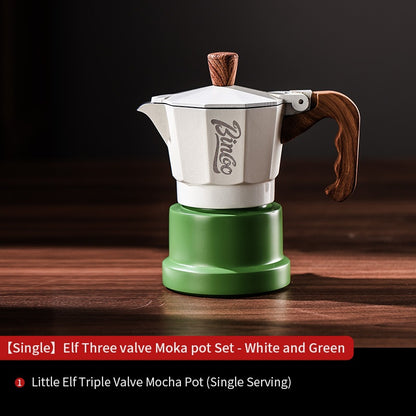 Bincoo Three Valve Moka Pot Small Espresso Coffee Machine Pressurized Coffee Pot Extraction Coffee Machine 1/2 person